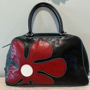 Rare Find Isabella Fiore Satchel in Blue, Red & White Leather